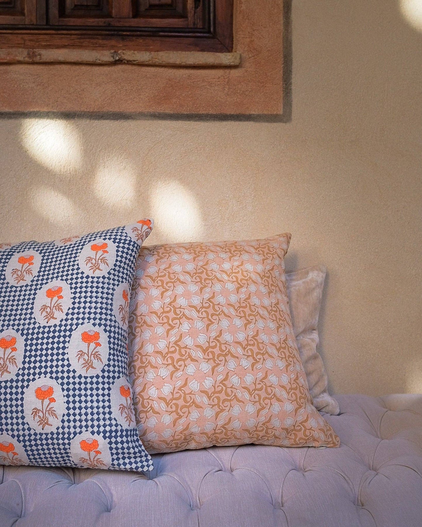 Zara - Hand Block-printed Lumbar Linen Pillowcase