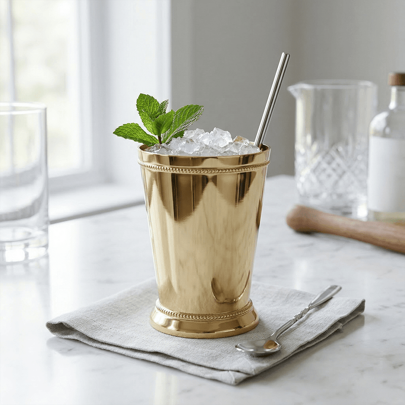 White Gold Brass Mint Julep Cup – Medium