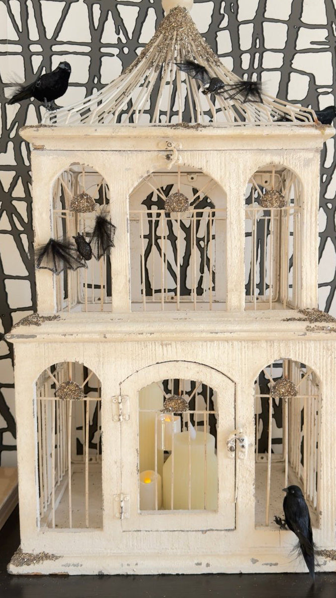 Vintage White Architectural Birdcage