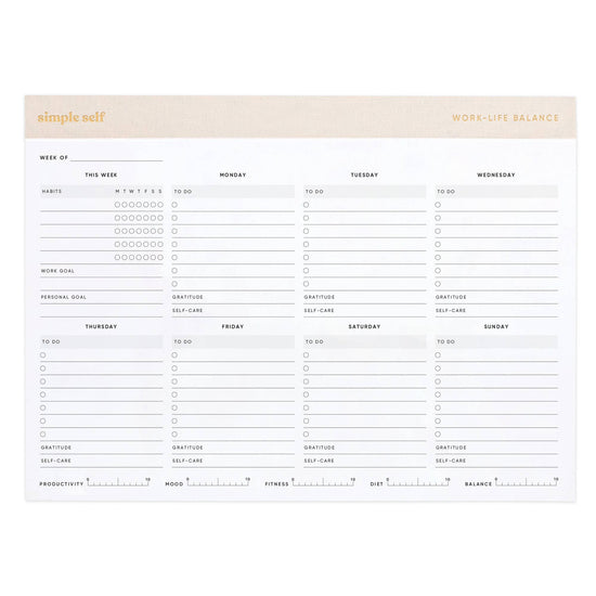 Work-Life Balance Planning Pad - Curated Home Decor