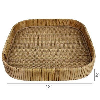 Cayman Tray, Rattan, Square - Lrg - Curated Home Decor