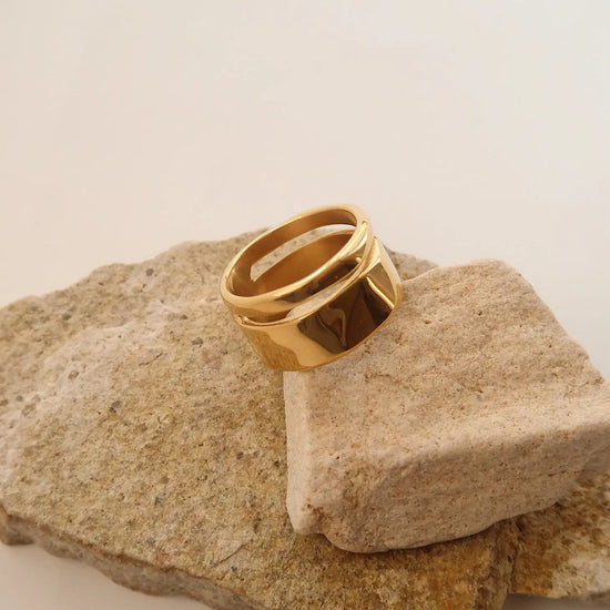 18K Gold Chunky Double Band Ring - Curated Home Decor