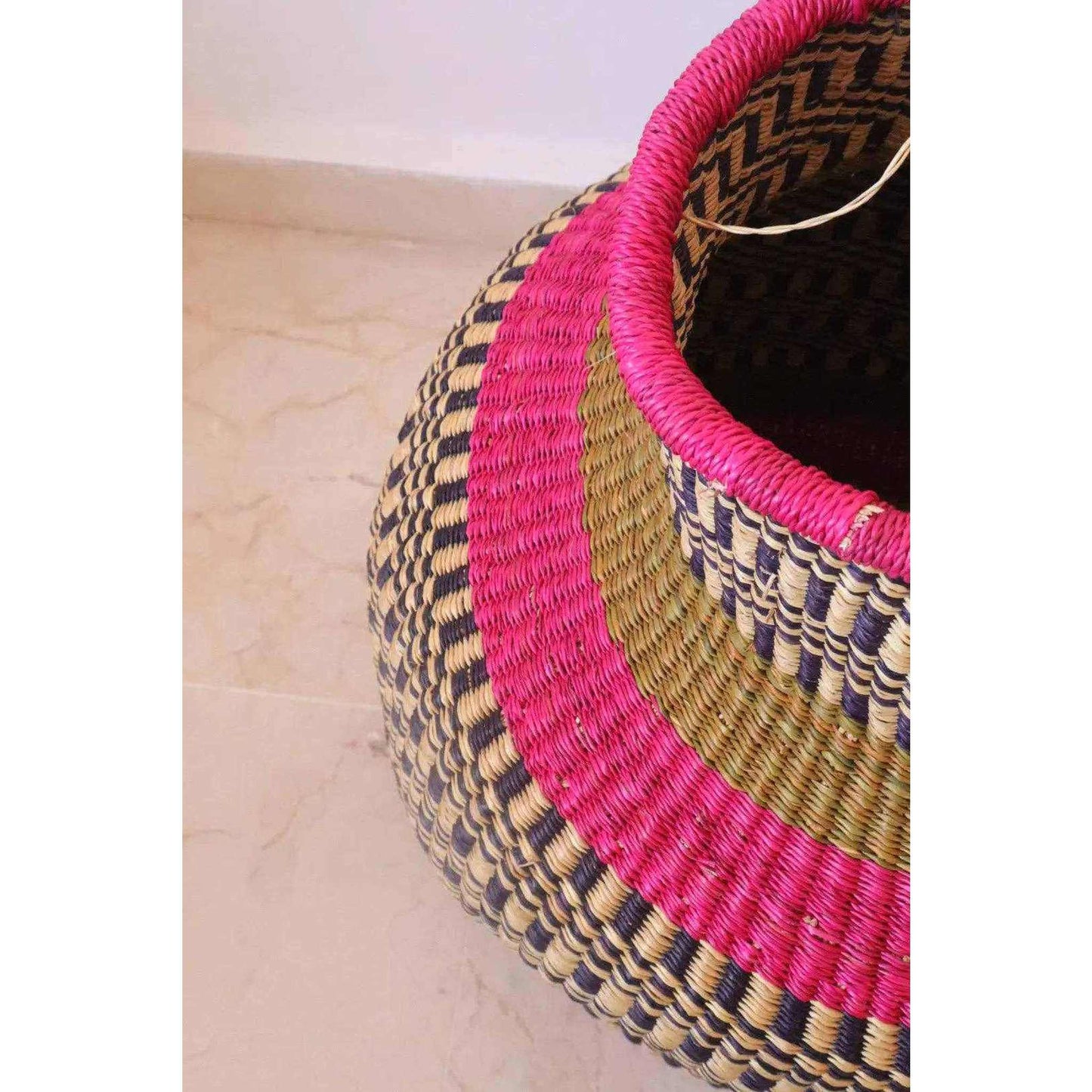 
                  
                    Pink Round African Decorative Basket Burkina Faso - Curated Home Decor
                  
                