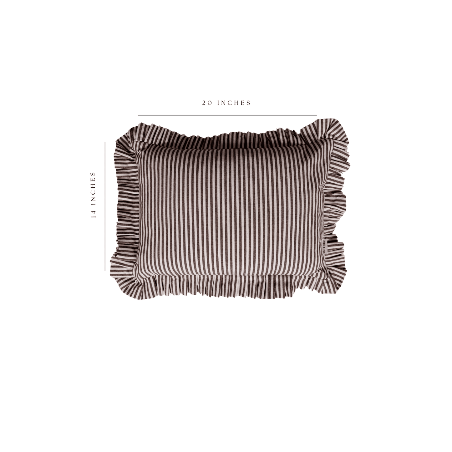 
                  
                    Ruffle Lumbar Pillow Cover Brown White Stripes: Pillow Cover & Insert - Curated Home Decor
                  
                