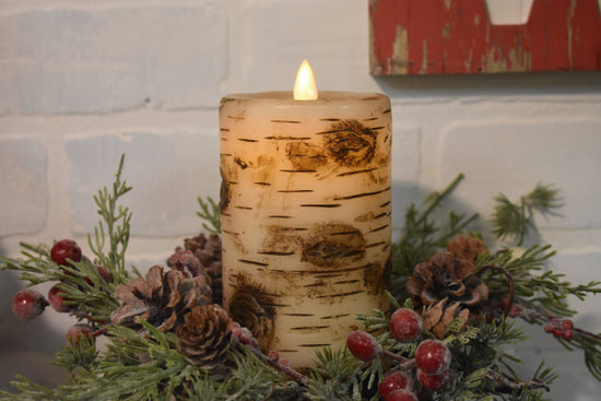 Birch Pillar Candle Moving Flame-Tall - Curated Home Decor