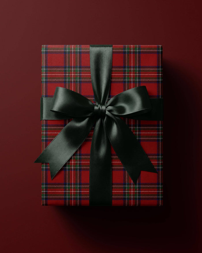 Red, Green & Navy Tartan Christmas Wrapping Paper – 15 ft Roll