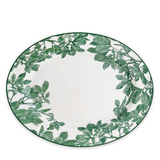 Caskata - Arbor Green Large Oval Rimmed Platter - Curated Home Decor