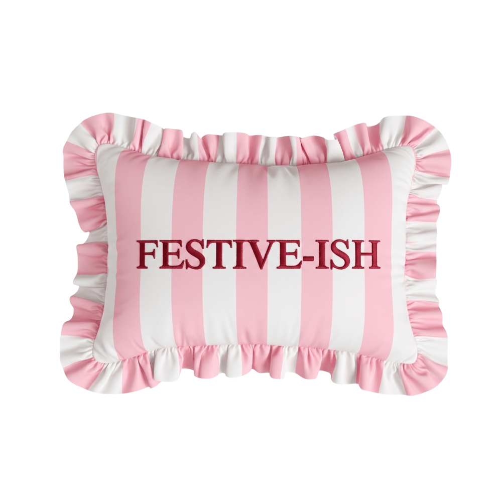 
                  
                    Festive-ish Ruffled Embroidered Pillow - Curated Home Decor
                  
                
