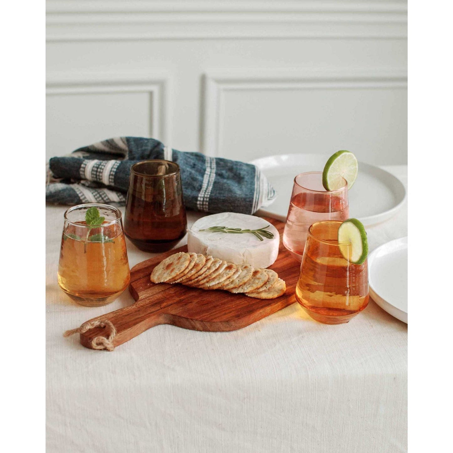 
                  
                    A pair of amber handblown hammered glass water tumblers. - Curated Home Decor
                  
                