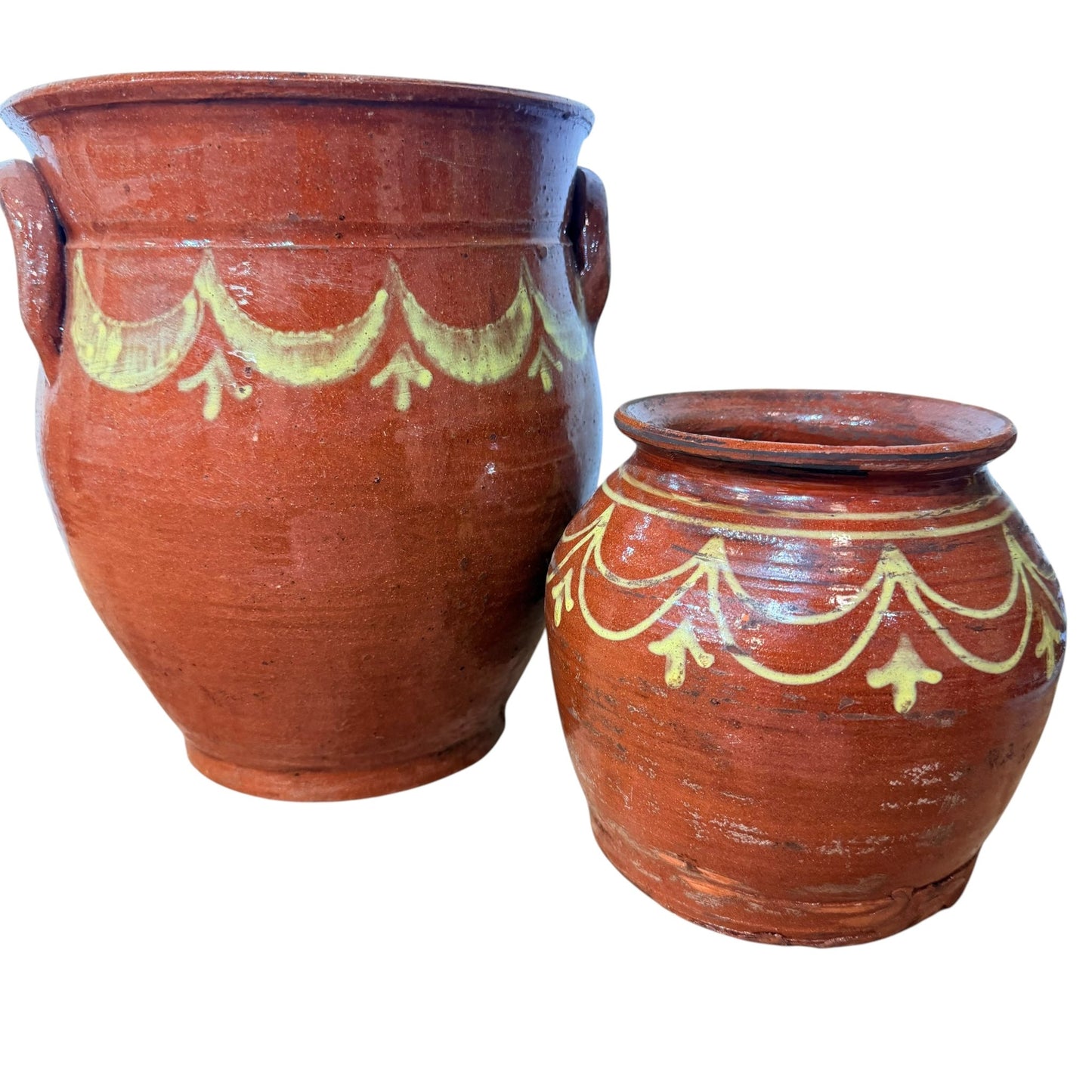 
                  
                    Antique French Terracotta Pot with Hand-Painted Swag Design - Small - Curated Home Decor
                  
                