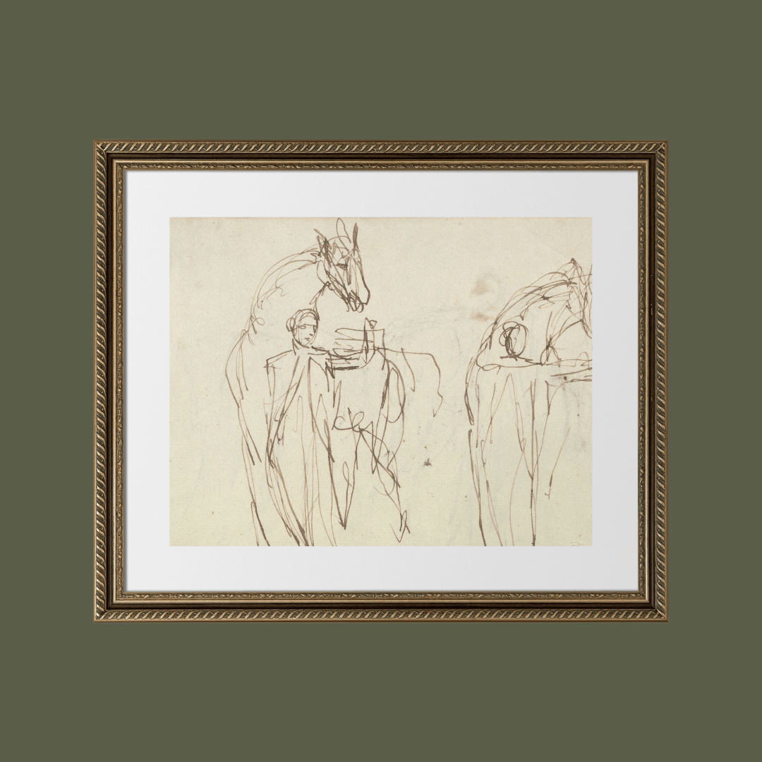 
                  
                    Horse & Man Sketch Antique Print: 5x7 - Curated Home Decor
                  
                