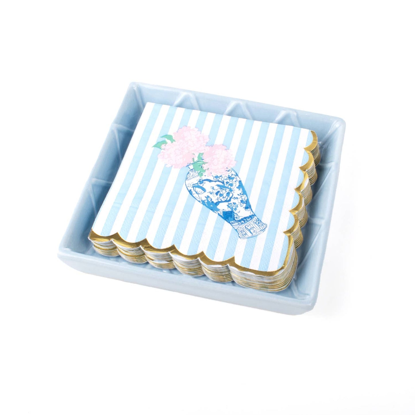 Light Blue Textured Beverage Napkin Tray - Curated Home Decor