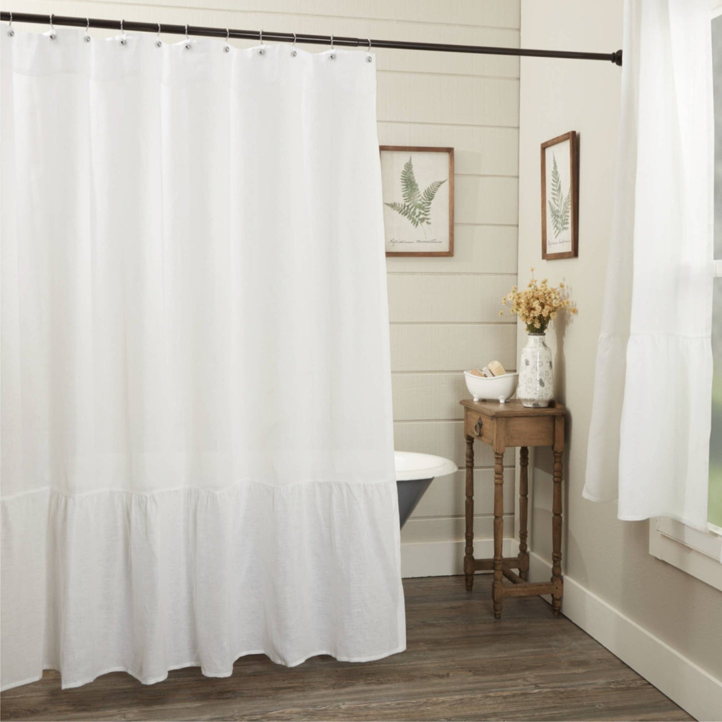 
                  
                    Provincial Linen White Ruffled Shower Curtain – 72"W x 72"L - Curated Home Decor
                  
                