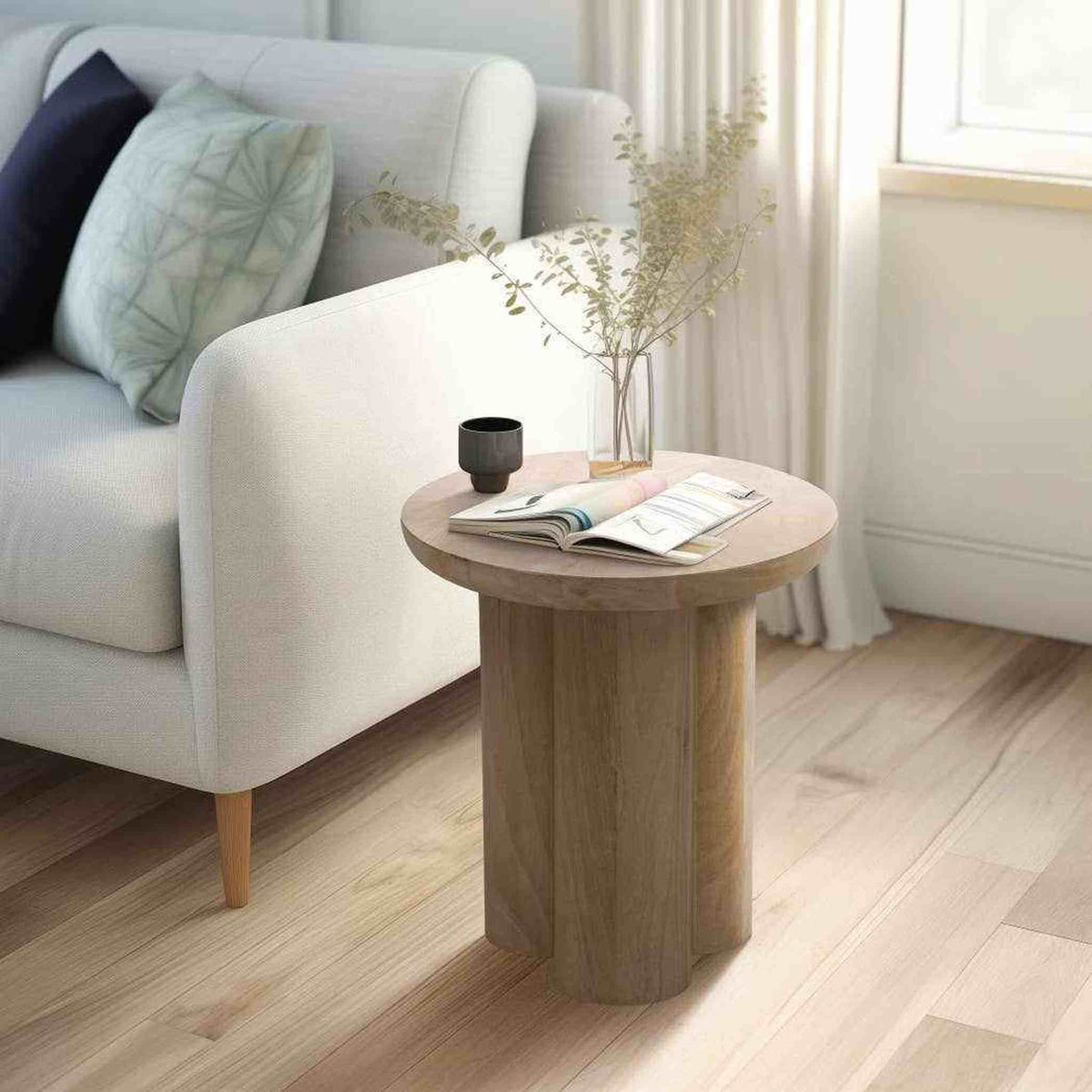 
                  
                    18 In. Natural Wood Scandinavian Farmhouse Side Table - Curated Home Decor
                  
                