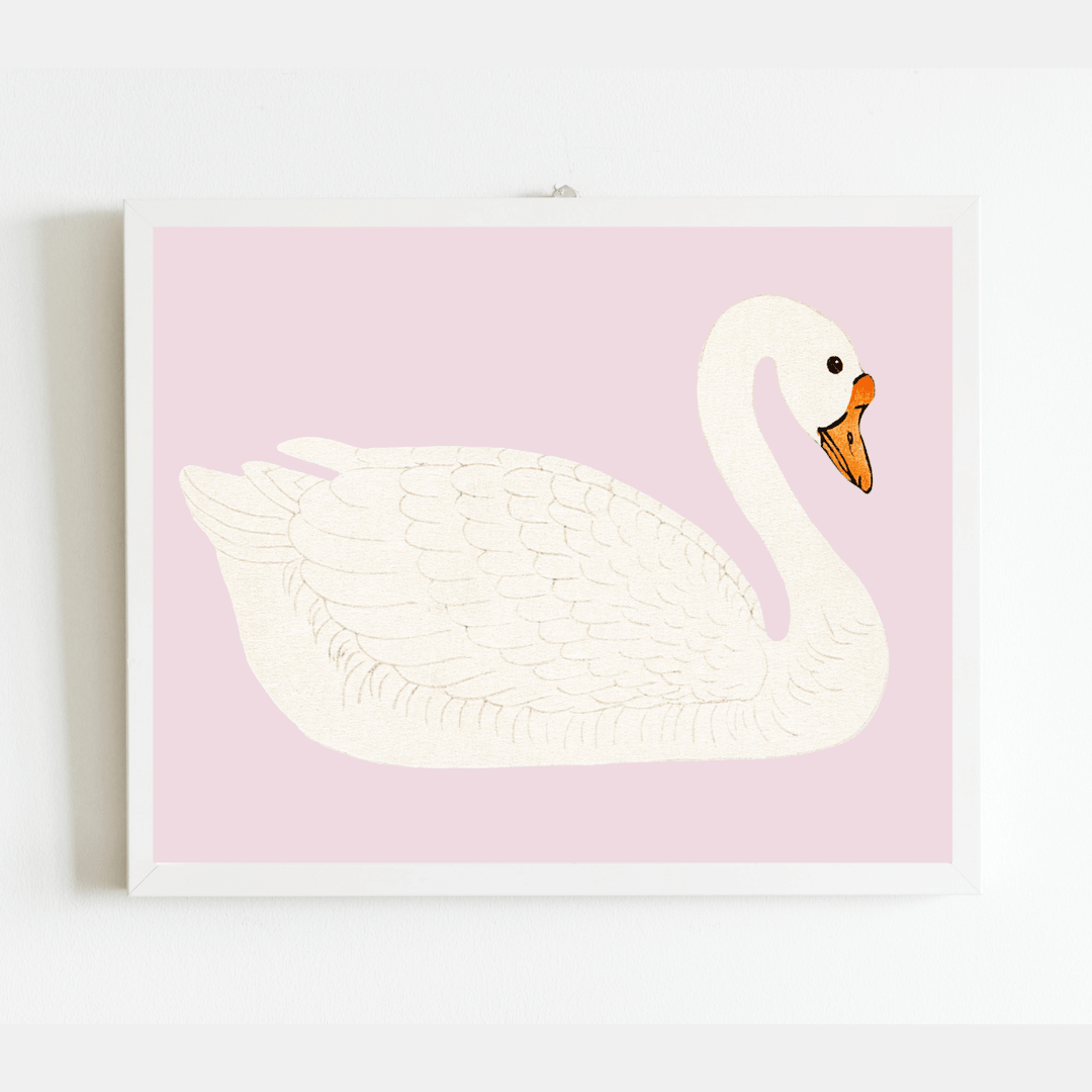 
                  
                    A Swan Antique Art Print (Pink) - Curated Home Decor
                  
                