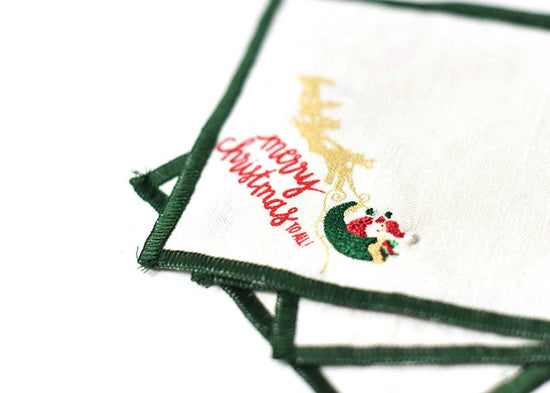 Flying Santa Cocktail Napkins, Set of 4