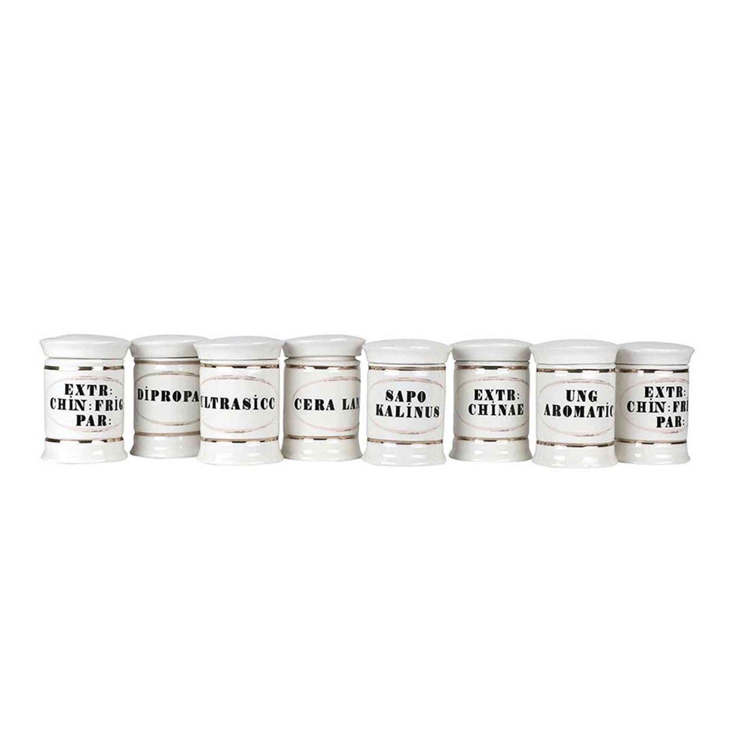 
                  
                    Set of 8 Small Ceramic Apothecary Jars - Curated Home Decor
                  
                