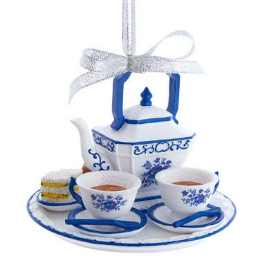 Blue & White Tea Set Ornament - Curated Home Decor