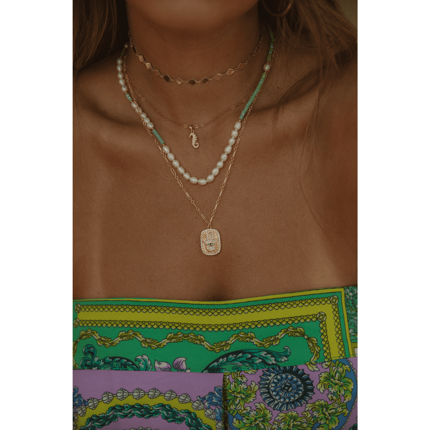 
                  
                    The Hamsa Evil Eye Tag Necklace - Curated Home Decor
                  
                