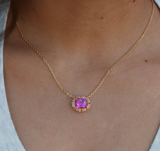 Vivian Grace Jewelry - The Poppy Necklace - Pink Topaz and Citrine: Gold - Curated Home Decor