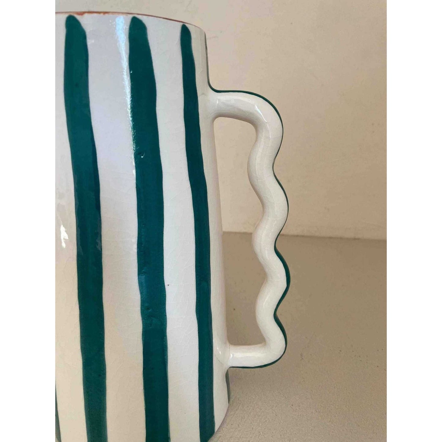 
                  
                    Fir Green and White Striped Abstract Ceramic Vase - Curated Home Decor
                  
                