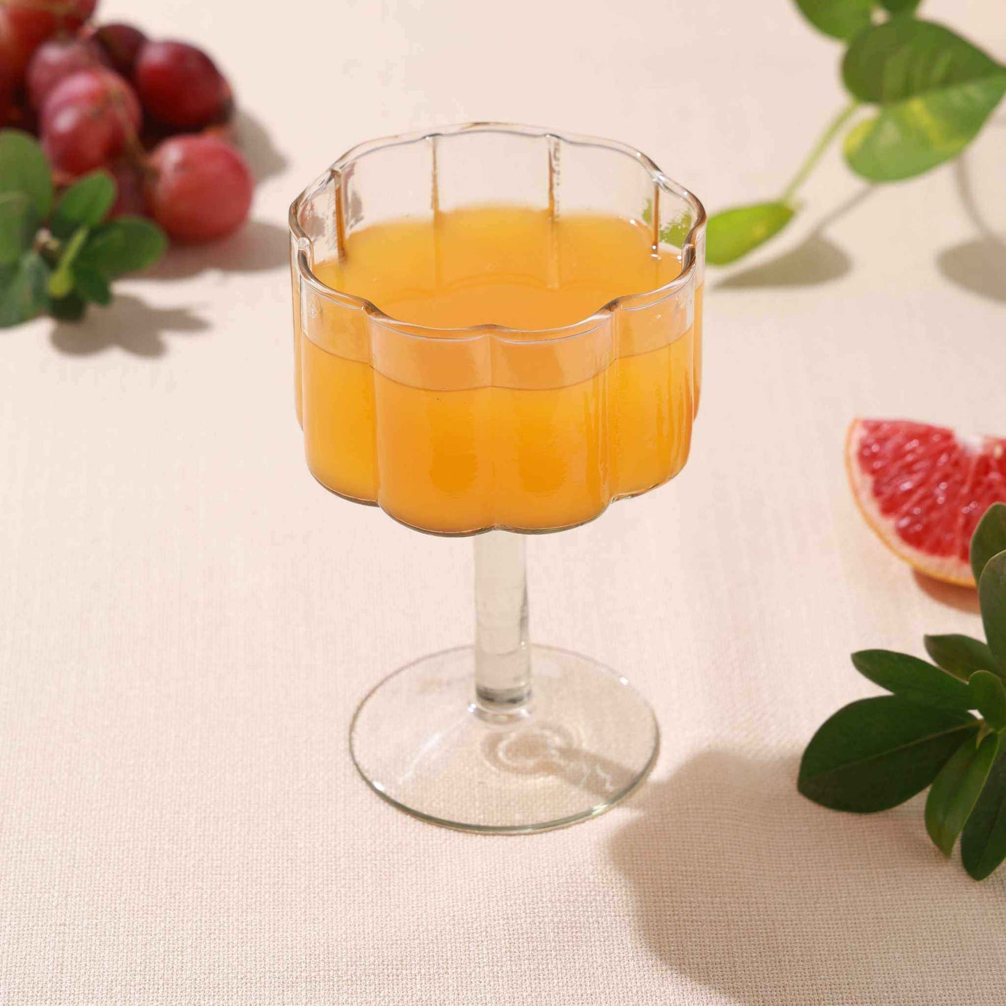 Clear rippled wine glass with sturdy stem and classic silhouette for elegant wine drinking