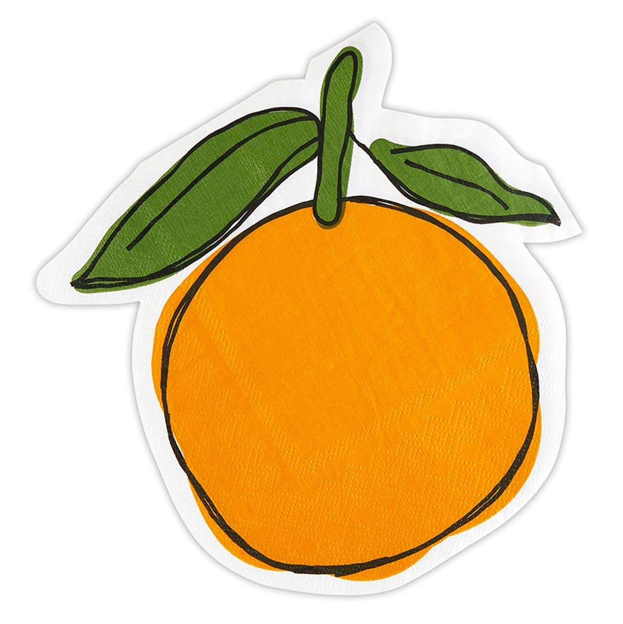 Die-Cut Cocktail Napkin - Orange with Gold Foil Design - Curated Home Decor
