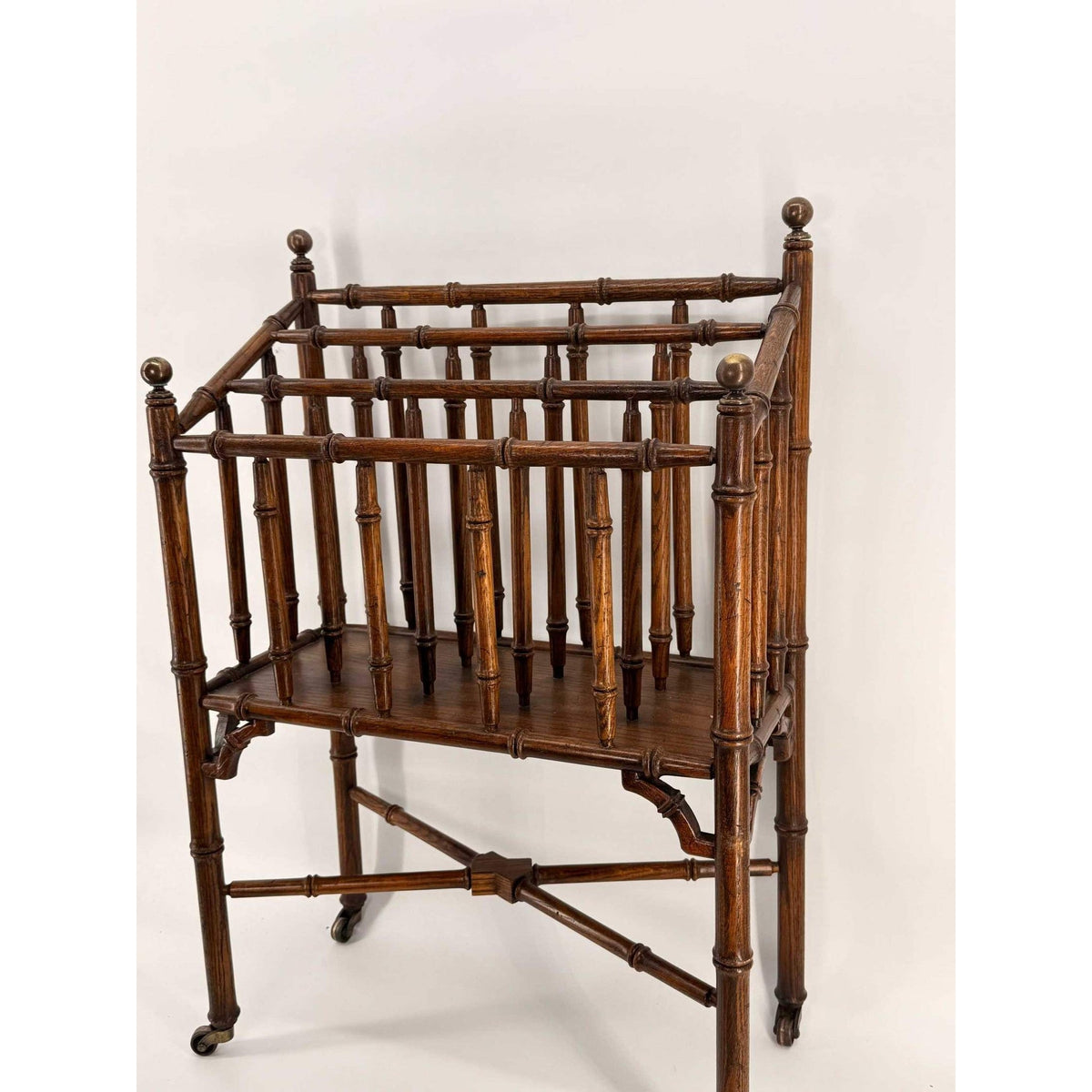 
                  
                    Vintage Rolling Faux Bamboo Wooden Magazine Rack - Curated Home Decor
                  
                