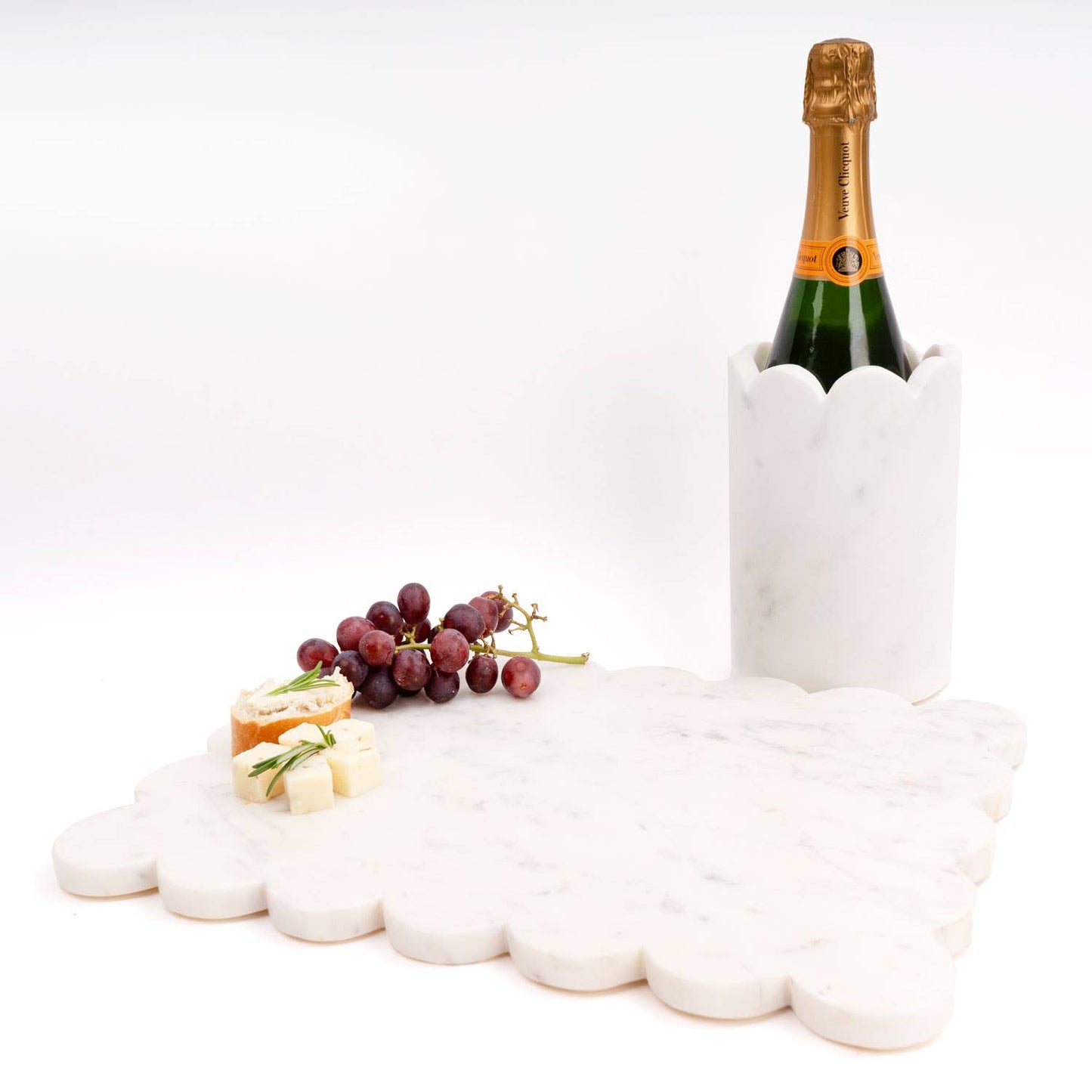 White Marble Scalloped Serving Board - Curated Home Decor