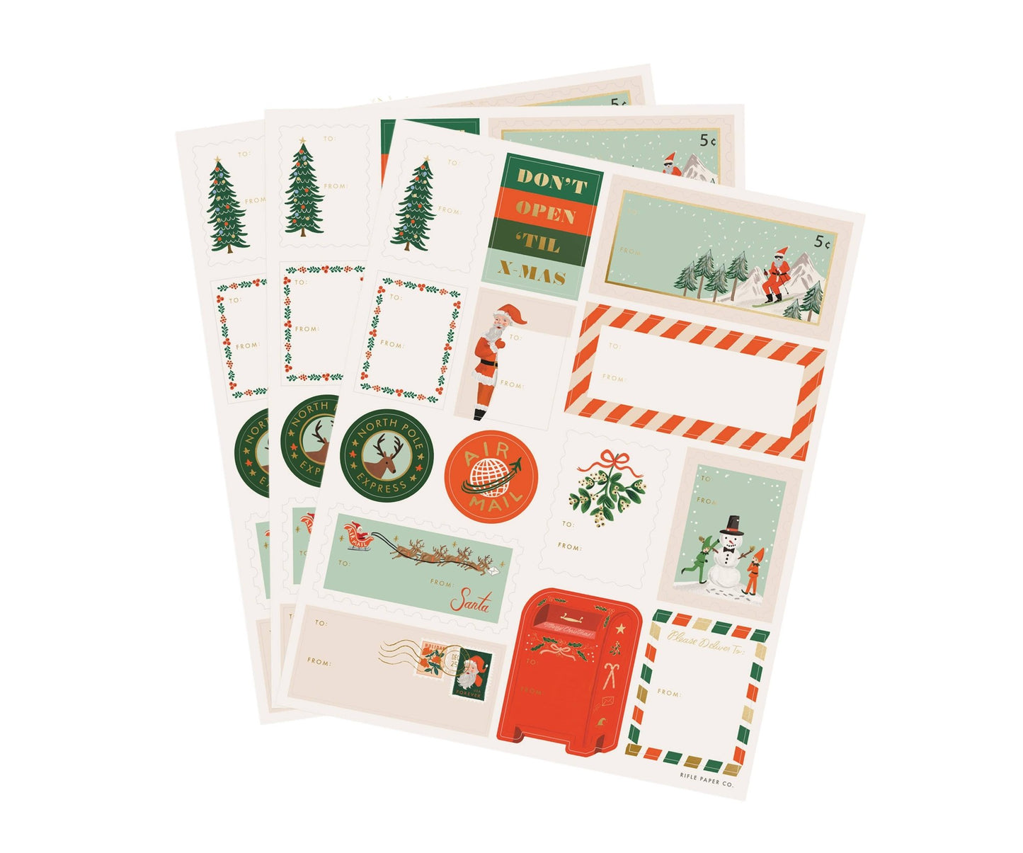 Pack of 3 Santa’s Workshop Stickers & Labels - Curated Home Decor