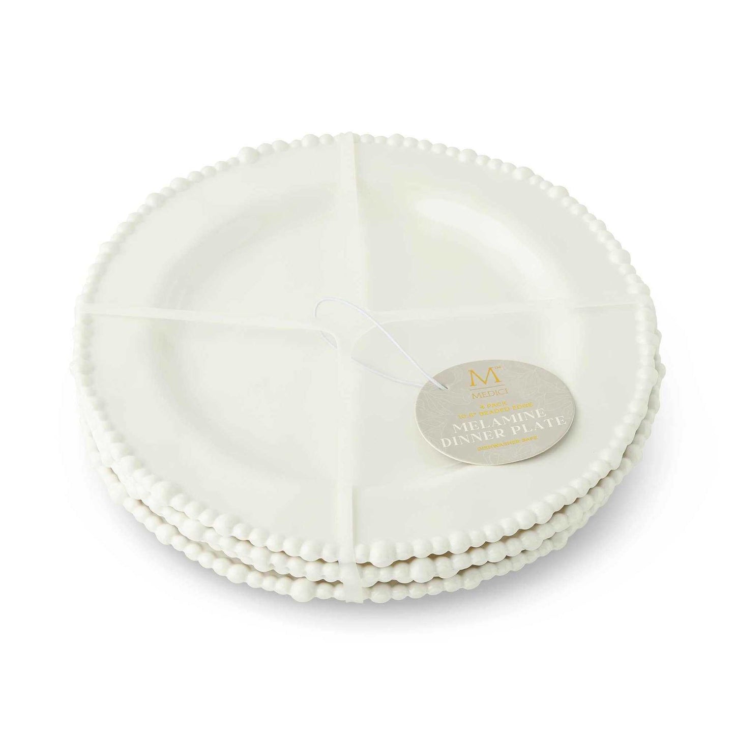 
                  
                    Melamine 4pk 10.5'' Beaded Edge Dinner Plate - White - Curated Home Decor
                  
                