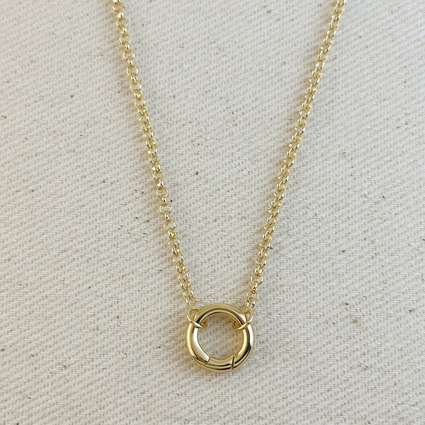 18k Gold Filled Rolo Chain Necklace Featuring Carabiner Clasp - Curated Home Decor