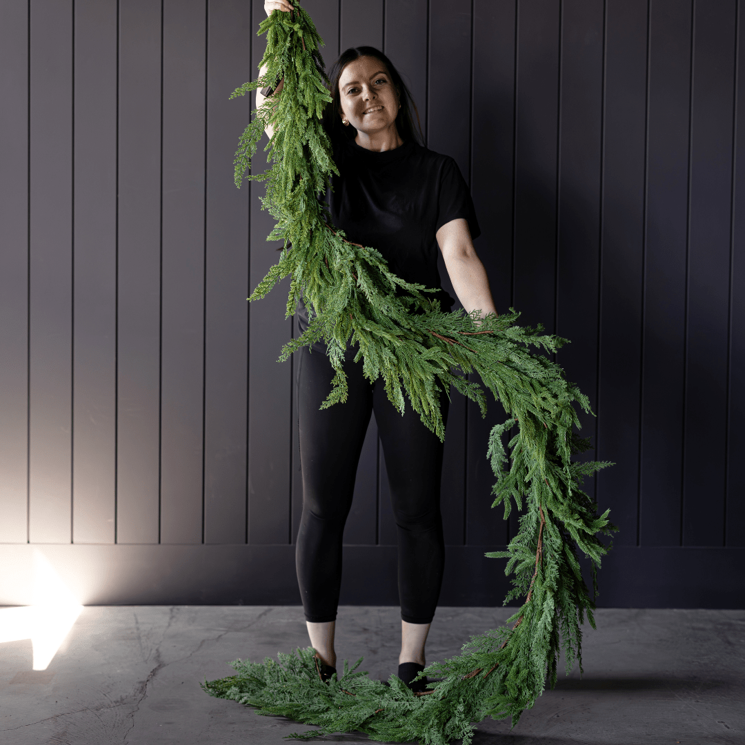 
                  
                    Norfolk & Cypress Real Touch Garland, 9 ft LED Pre-Lit (Pre-Order: Ships Late September) - Curated Home Decor
                  
                