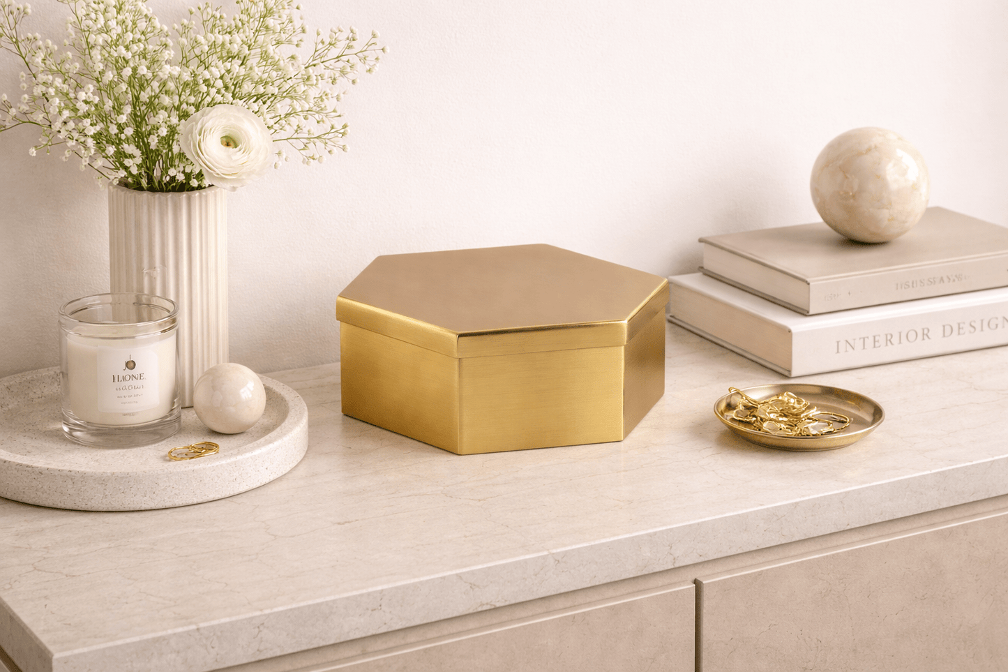Gold Hexagon Iron Storage Box | Modern Decorative Organizer - Curated Home Decor