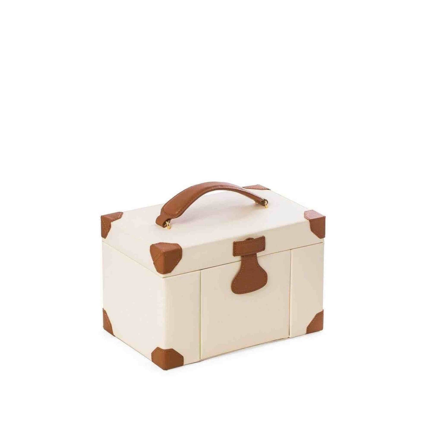 Ivory Leather Jewelry Box - Curated Home Decor
