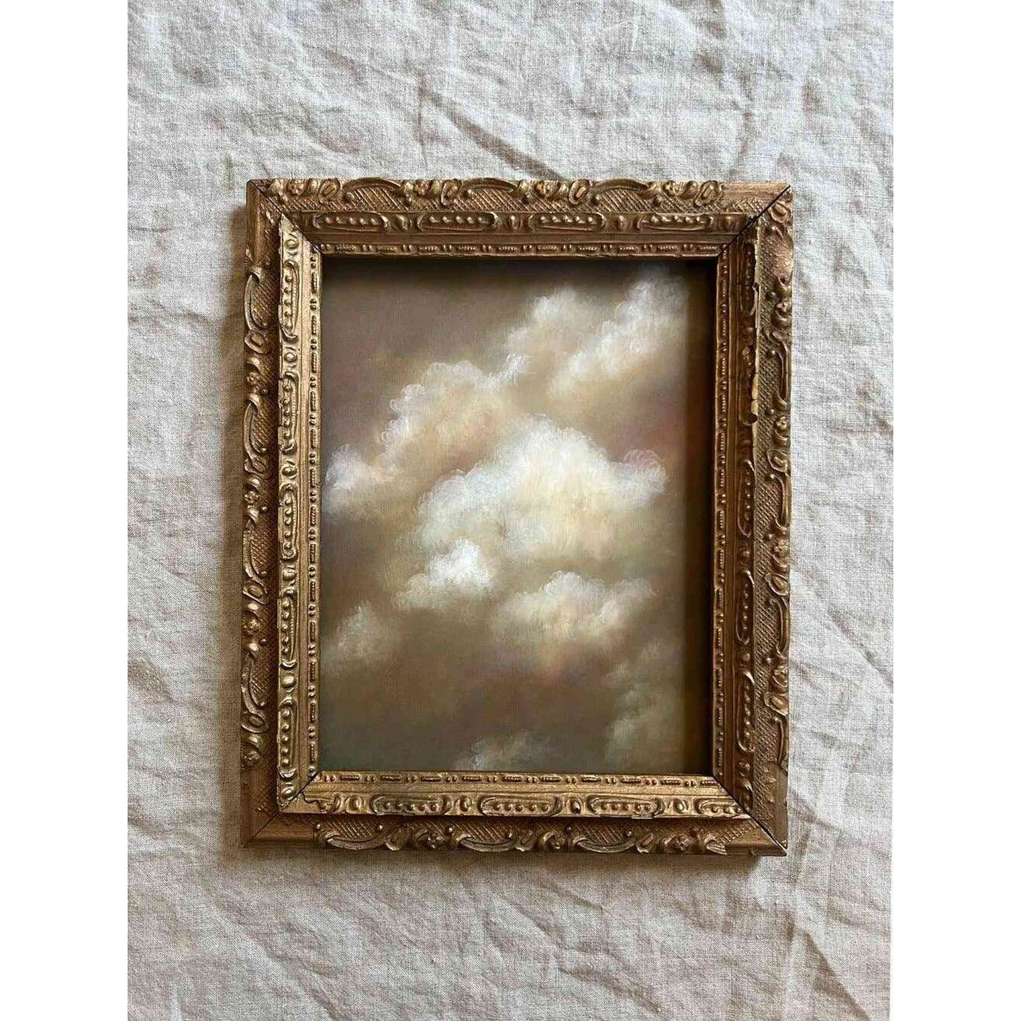 "Whisper" Art Print 5x7 inches featuring a detailed sky with browns, pinks, and greens on archival paper