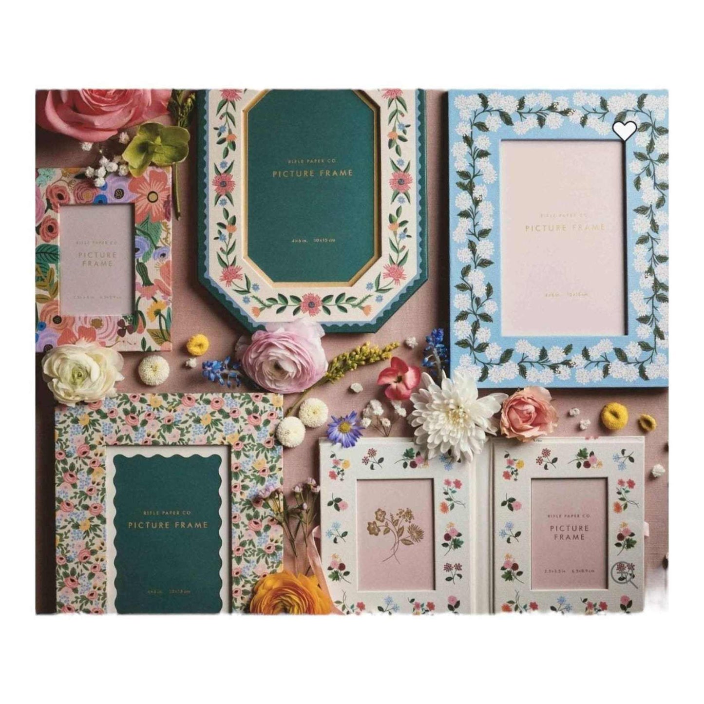 Aster Paper Wrapped Picture Frame 4x6 with floral design and metallic gold mat