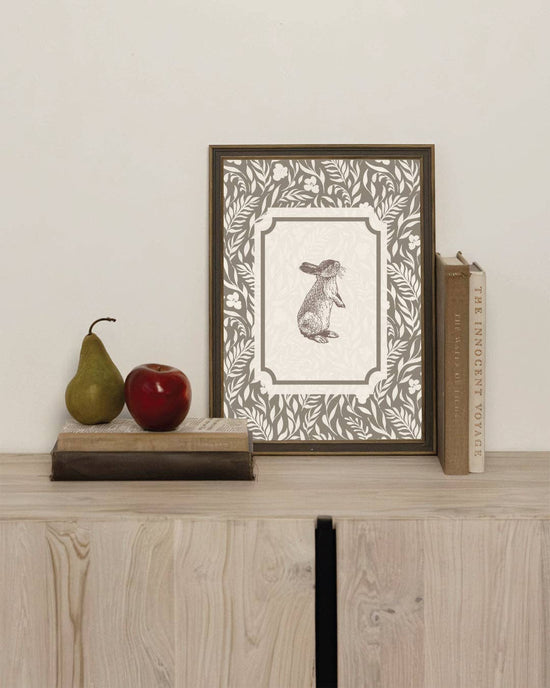 Brown Bunny Framed Antique Art