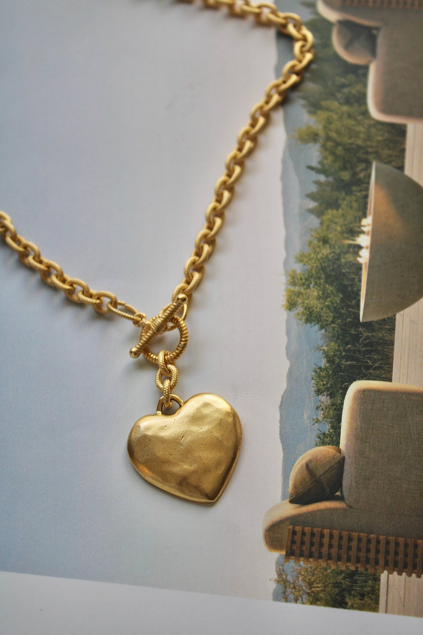 Vivian Grace Jewelry - Gold Heart Toggle Necklace: Gold - Curated Home Decor