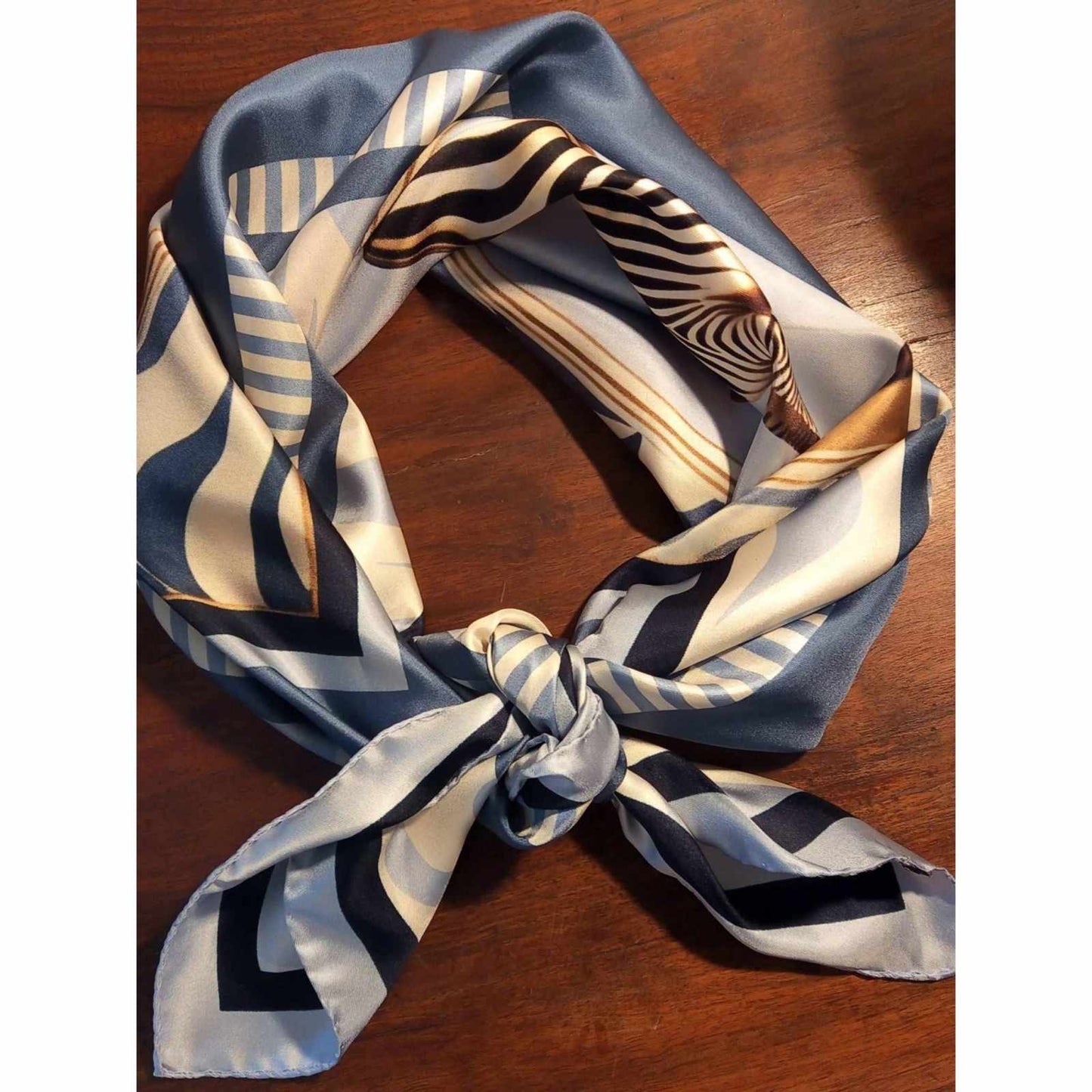 
                  
                    Blue silk twill scarf "the Zebra" - Curated Home Decor
                  
                