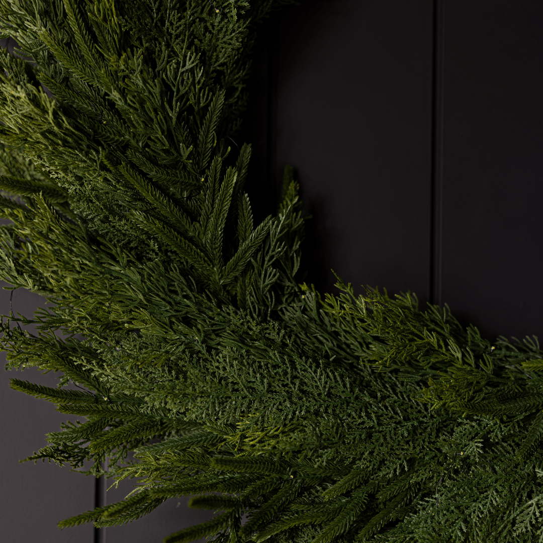 
                  
                    Norfolk & Cypress Real Touch Wreath, 24" LED Pre-Lit (Pre-Order: Ships Late September) - Curated Home Decor
                  
                