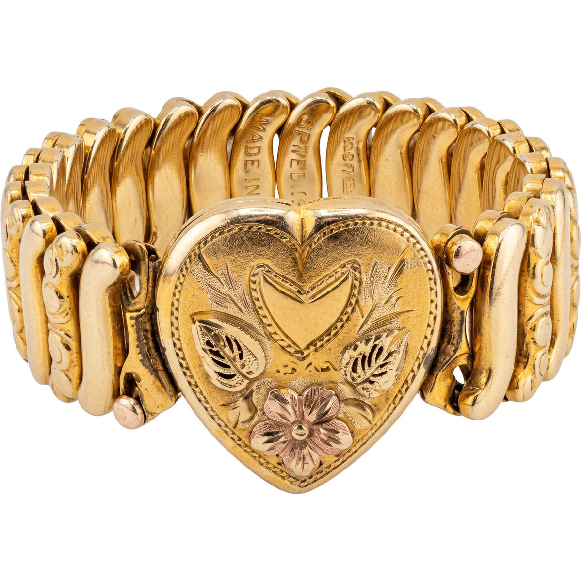 1940s WWII Gold-Filled Sweetheart Bracelet – Jewel Guild Rose Heart - Curated Home Decor