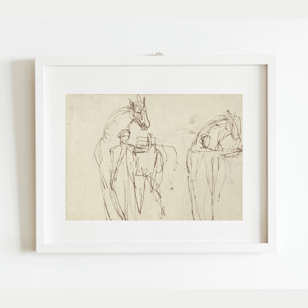 
                  
                    Horse & Man Sketch Antique Print: 5x7 - Curated Home Decor
                  
                