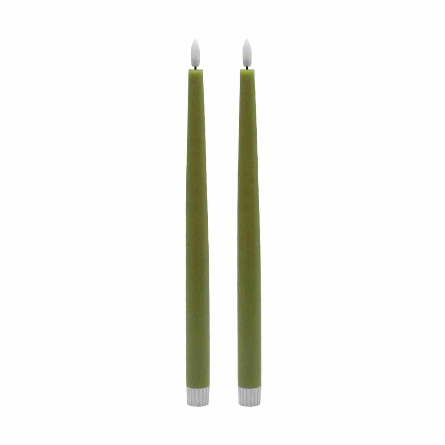 
                  
                    Green Flameless Taper Candles – Set of 2 with 3D Flickering Flame - Curated Home Decor
                  
                