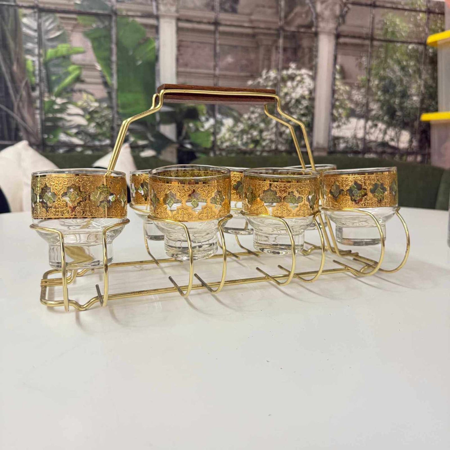 
                  
                    Mid - Century Cocktail Set with Handle – 6 Glasses + Caddy - Curated Home Decor
                  
                