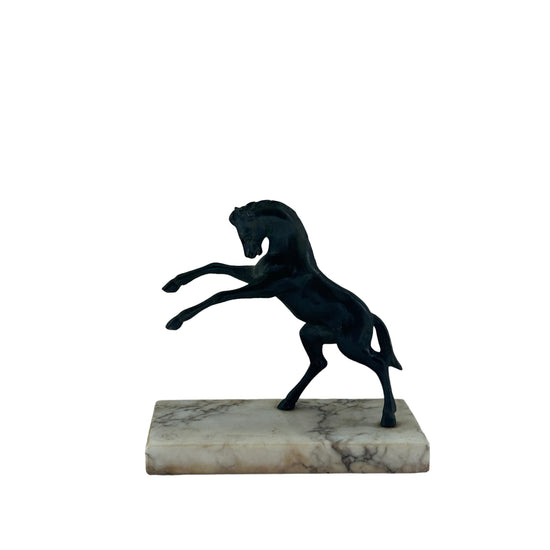 Vintage Mid 20th Century Bronze Horse
Marble Sculpture