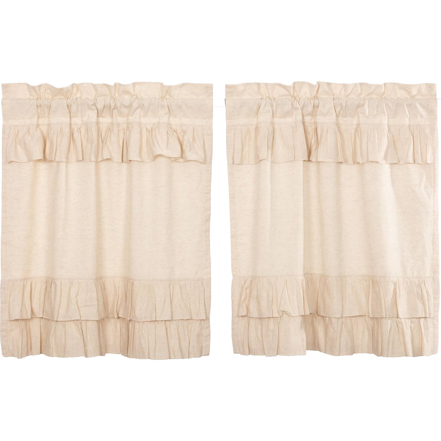 
                  
                    Simple Life Flax Natural Ruffled Café Tier Curtains – Set of 2, 36"W x 36"L - Curated Home Decor
                  
                