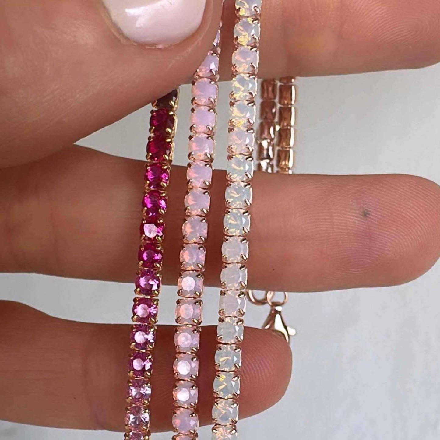 14kt Rose Gold Pink Nano Opal Tennis Bracelet - Curated Home Decor