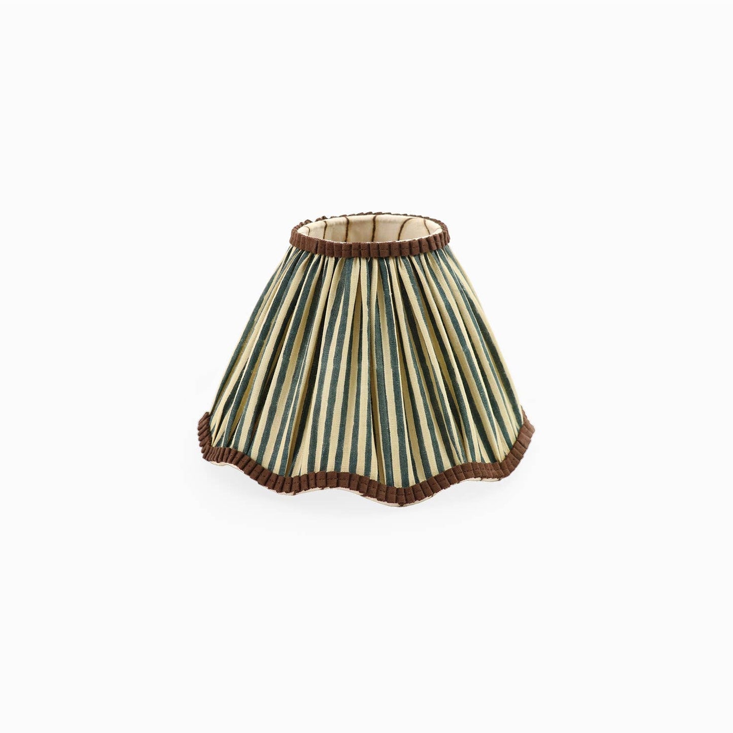 
                  
                    Scalloped Fabric Pleated Lampshade - Classic Stripe Ochre Blue - Curated Home Decor
                  
                