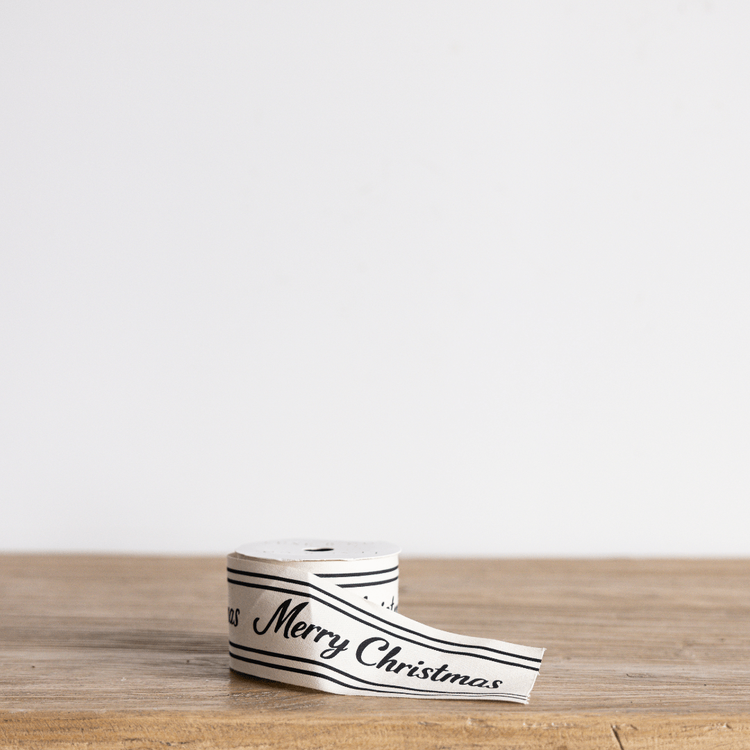 
                  
                    Black Cursive Merry Christmas Ribbon, 1" (Pre-Order: Ships Late September) - Curated Home Decor
                  
                